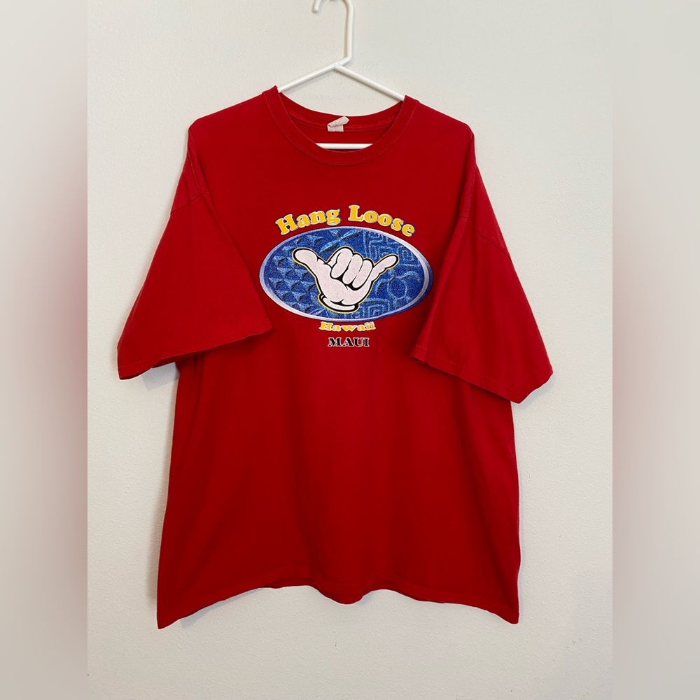 Vintage Hang Loose Maui Hawaii T Shirt • Size XXL 2XL 1990s 90s Made In USA Red